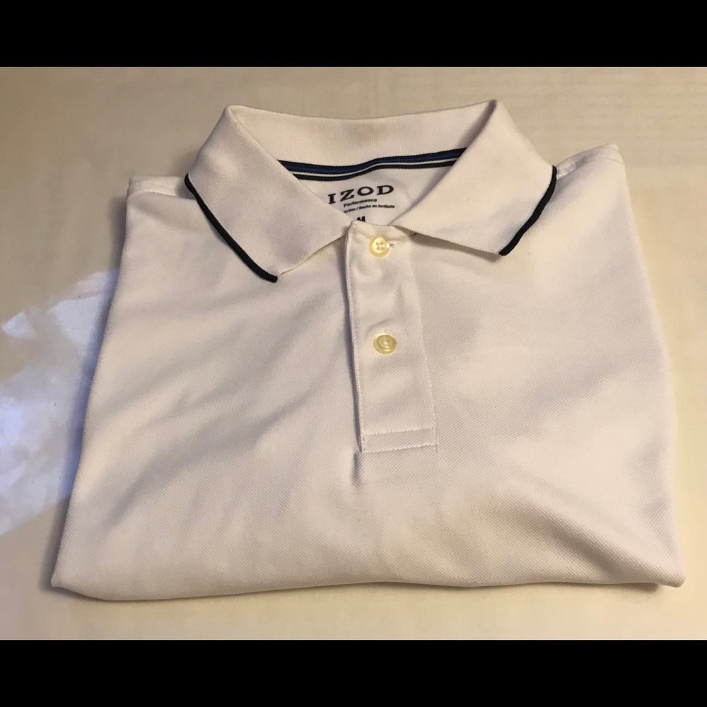 IZOD White Polo Shirt Men Size Medium